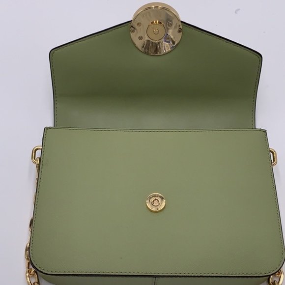 Michael Kors Carmen Medium Leather Convertible Shoulder Bag Crossbody Light Sage - Picture 12 of 16